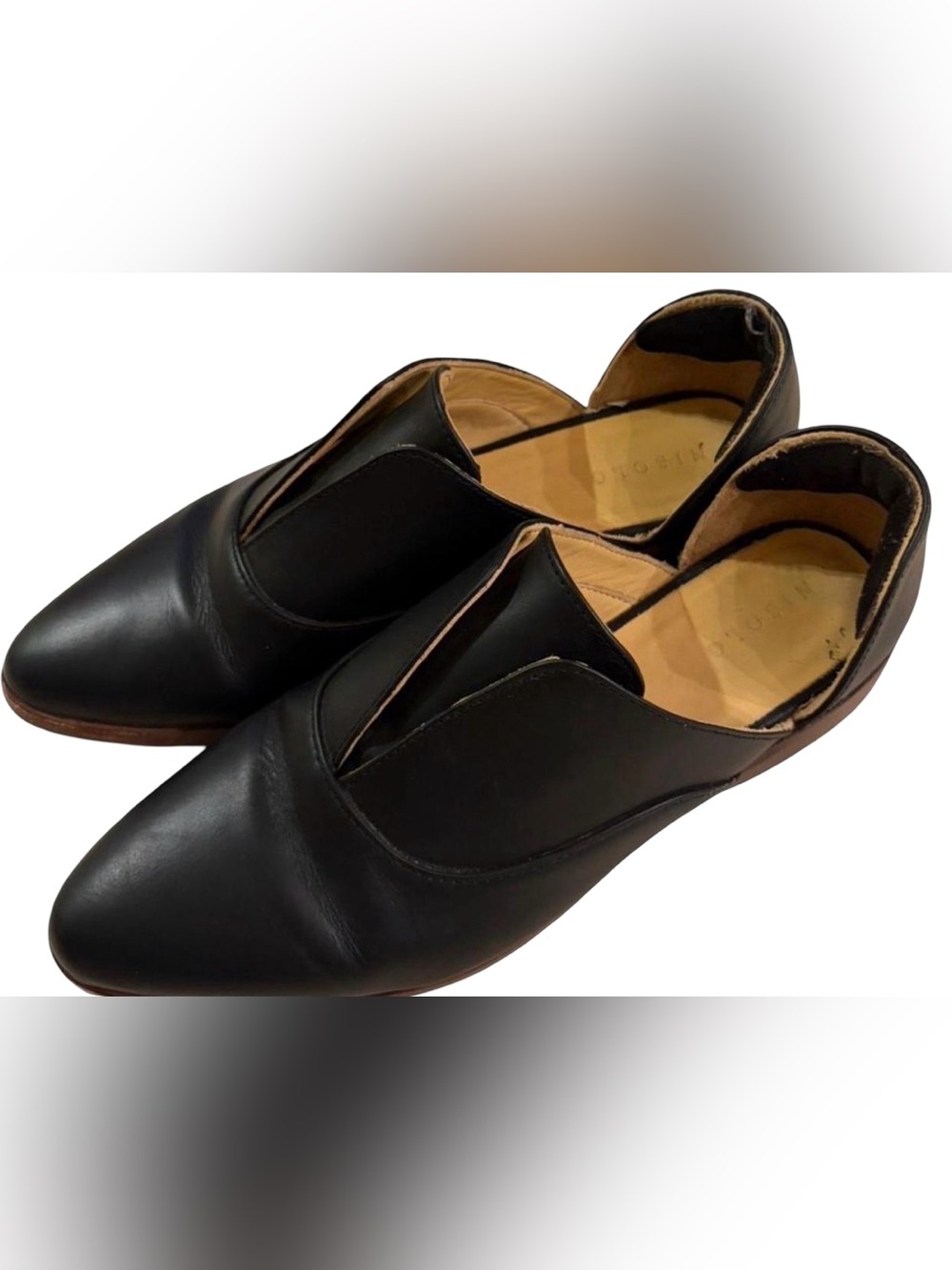 Nisolo Black Emma D’Orsay Leather Slip-On Oxfords Size 8